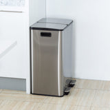 Side View Stainless Steel Dual Compartment Rubbish Bin with Pedal