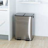 Stainless Steel Dual Compartment Rubbish Bin with Pedal