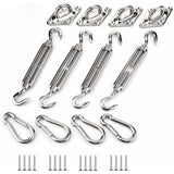 Stainless steel shade sail fixing kit with brackets and tensioning hardware
