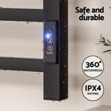 Devanti Heated Towel Rail 8 Square Bars with Timer Electric Heater Warmer Rack