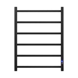Devanti Heated Towel Rail 6 Round Bars  with Timer Electric Heater Warmer Rack