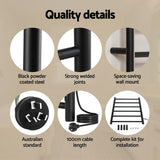 Devanti Heated Towel Rail 6 Round Bars  with Timer Electric Heater Warmer Rack