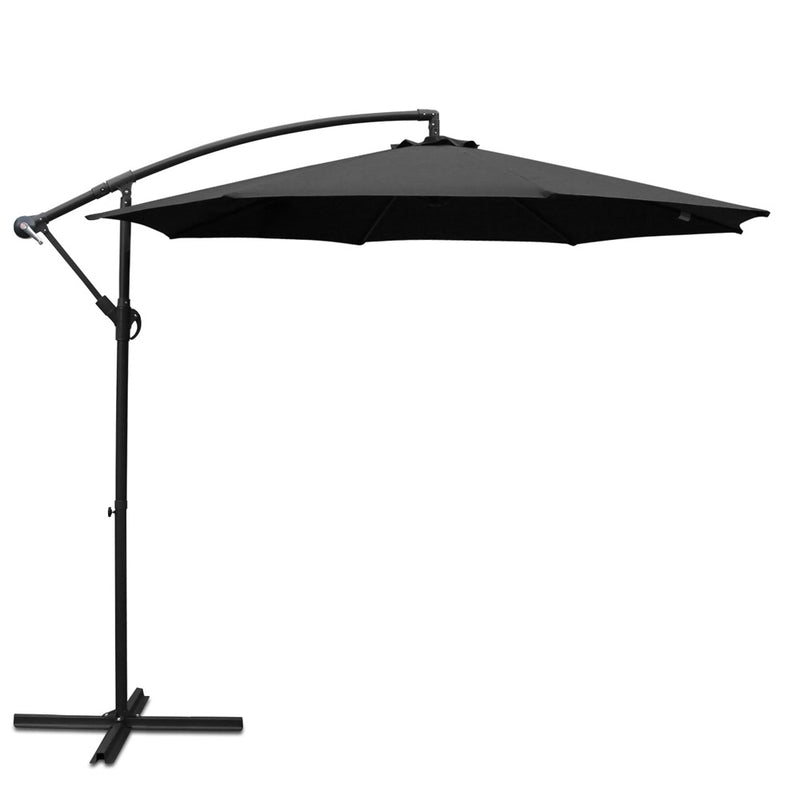 Outdoor Cantilever Umbrella | 3m | Instahut | Black