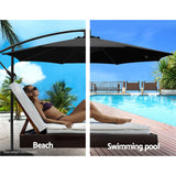 Outdoor Cantilever Umbrella | 3m | Instahut | Black