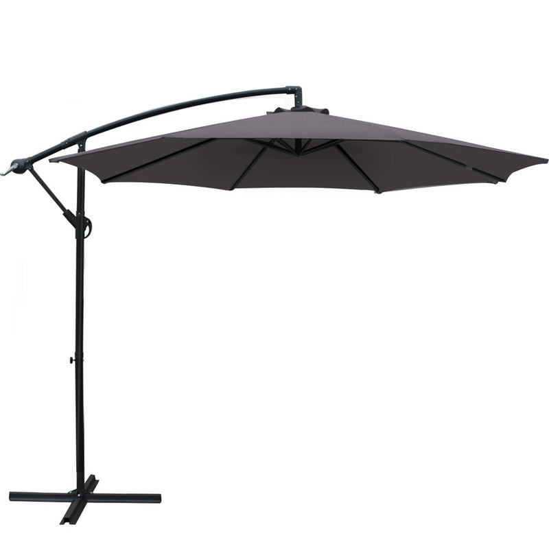 Outdoor Cantilever Umbrella | 3m | Instahut | Charcoal
