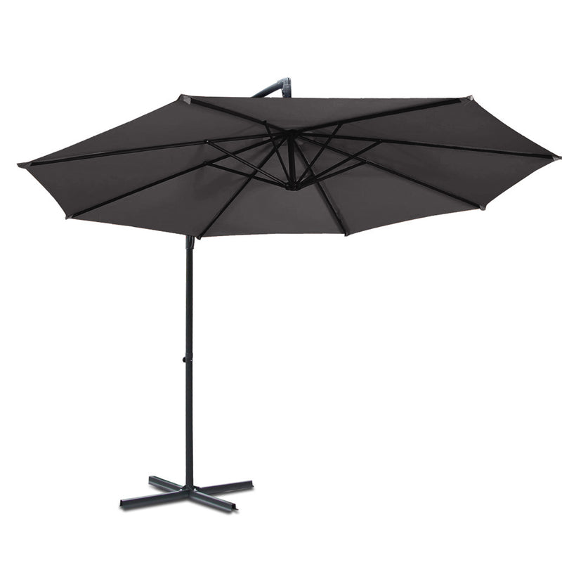 Outdoor Cantilever Umbrella | 3m | Instahut | Charcoal