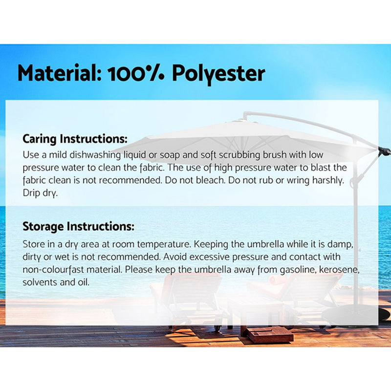 Outdoor Cantilever Umbrella | 3m | Instahut | Charcoal