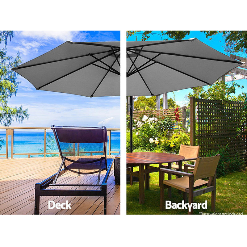 Outdoor Cantilever Umbrella | 3m | Instahut | Grey