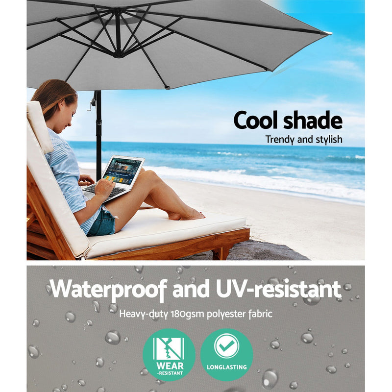 Outdoor Cantilever Umbrella | 3m | Instahut | Grey