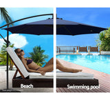 Outdoor Cantilever Umbrella | 3m | Instahut | Navy