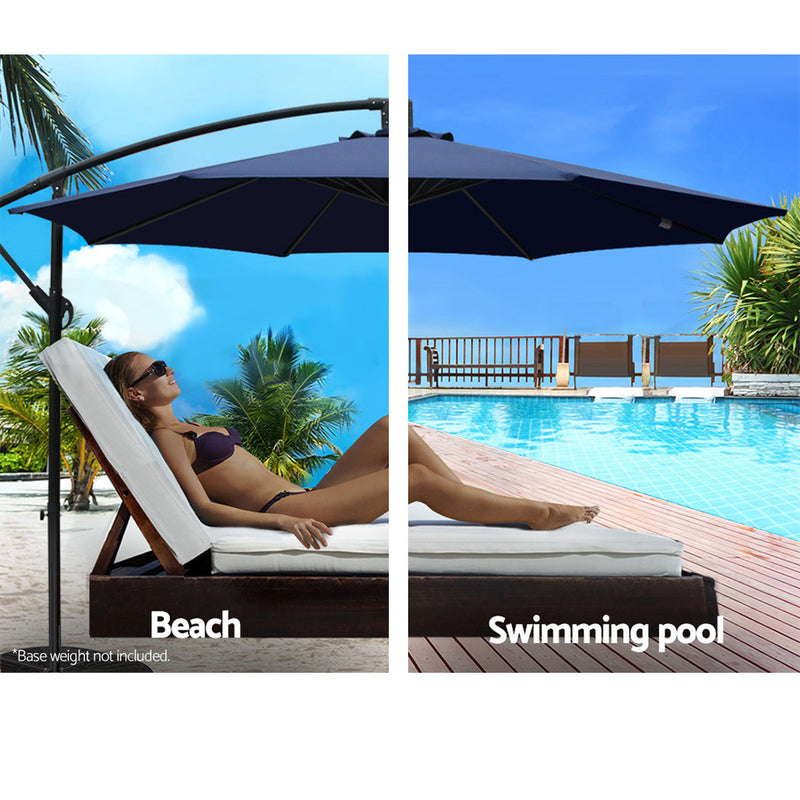 Outdoor Cantilever Umbrella | 3m | Instahut | Navy