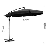Outdoor Cantilever Umbrella | 3m | Instahut | Black