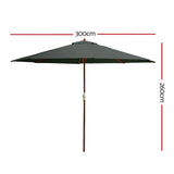 Outdoor Pole Umbrella | 3m | Instahut | Charcoal