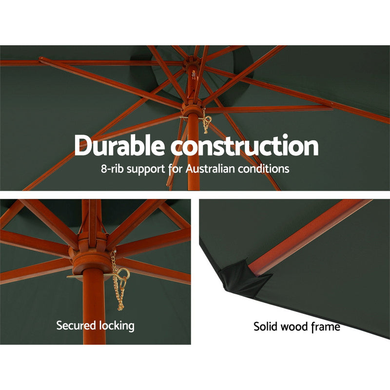 Outdoor Pole Umbrella | 3m | Instahut | Charcoal