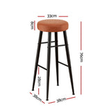 Artiss 4x Bar Stools Kitchen Dining Chairs Counter Round PU leather Lane Brown