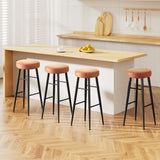 Artiss 4x Bar Stools Kitchen Dining Chairs Counter Round PU leather Lane Brown