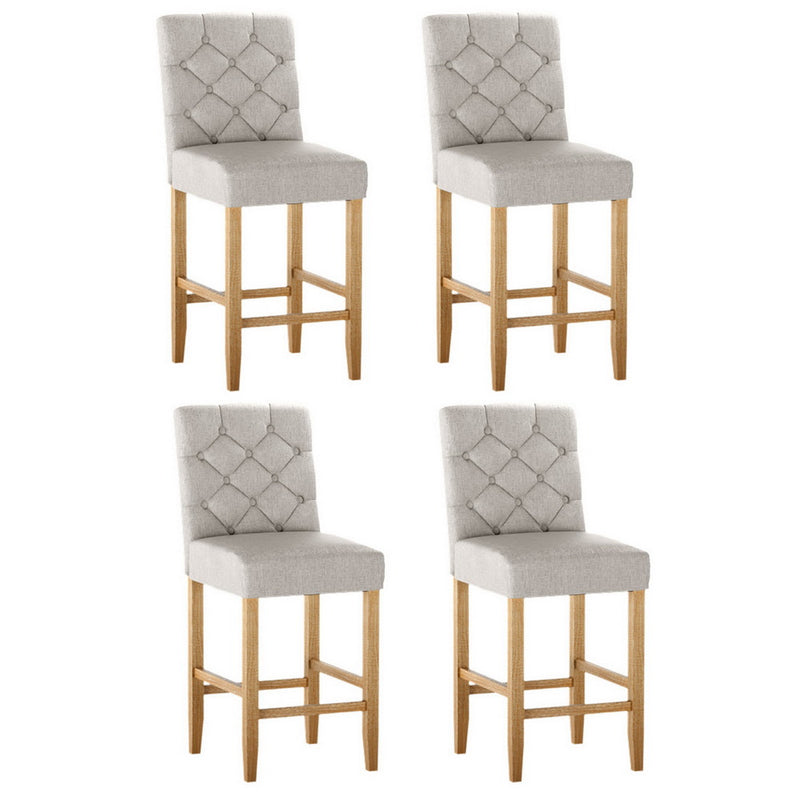 Artiss 4x Bar Stools Linen Upholstered Chairs