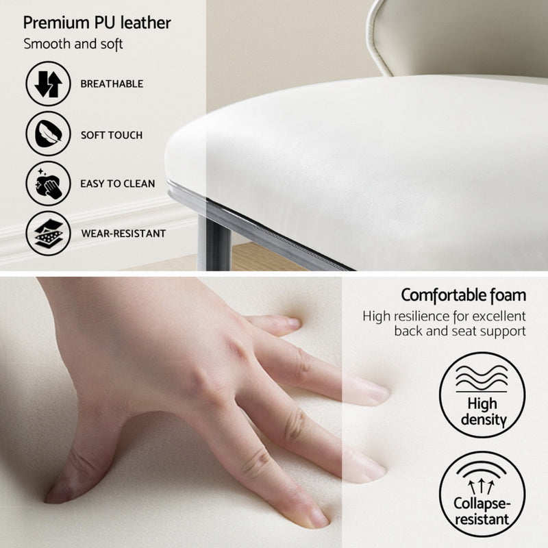 Artiss Dining Chairs Set of 4 Leather Seat Beige and Black