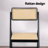 Artiss 4x Dining Chairs Wooden Rattan Foldable Black
