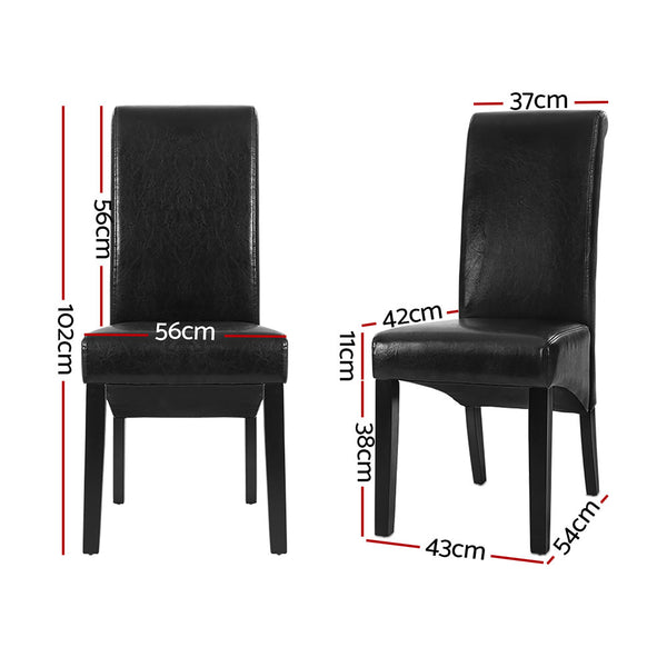 Artiss Dining Chairs Set of 2 Leather Parsons Chair Black