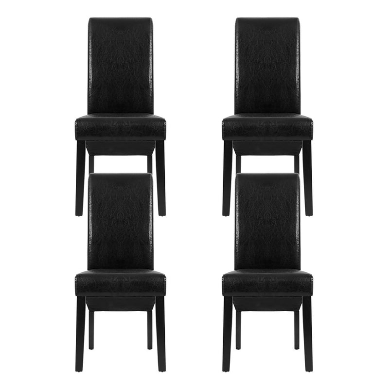 Artiss Dining Chairs Set of 2 Leather Parsons Chair Black