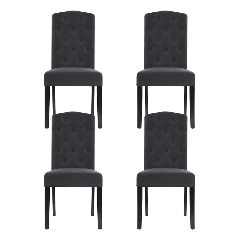 Artiss Dining Chairs Set of 4 Linen Parsons Chair Dark Grey