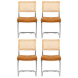 Artiss Dining Chairs Set of 4 PU Leather Rattan Cantilever Brown