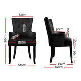 4x Artiss Dining Chairs Velvet French Provincial Armchair Black