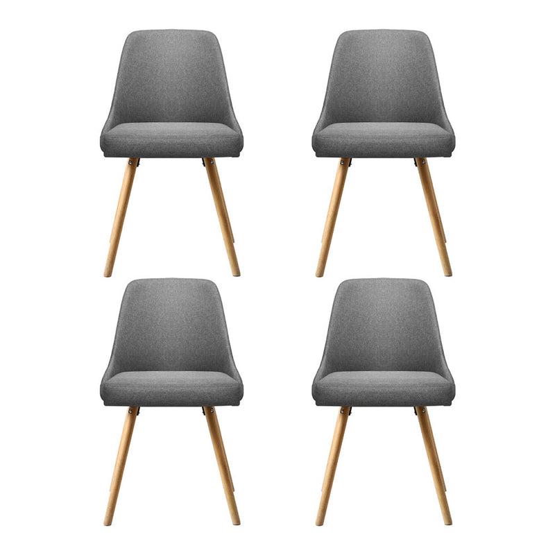 Artiss Dining Chairs Set of 4 Fabric Wooden Grey