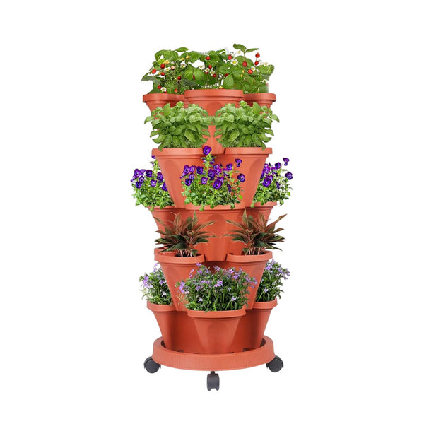 Hivvago 5-Tier Vertical Garden Planter – Stackable Indoor/Outdoor Pot with Base