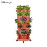 Hivvago 5-Tier Vertical Garden Planter – Stackable Indoor/Outdoor Pot with Base