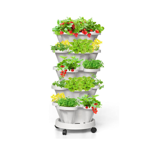 Hivvago 5-Tier Vertical Garden Planter – Stackable Indoor/Outdoor Pot with Base