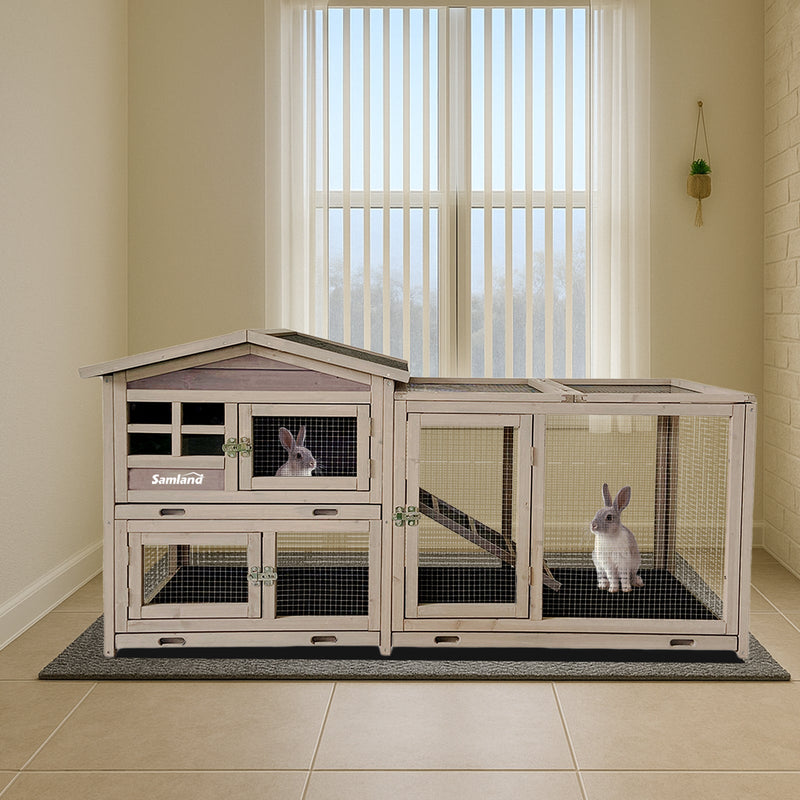 Samland Rabbit Hutch Cage Indoor and Outdoor Chicken Coop Guinea Pig Cage Bunny Cage Waterproof Roof