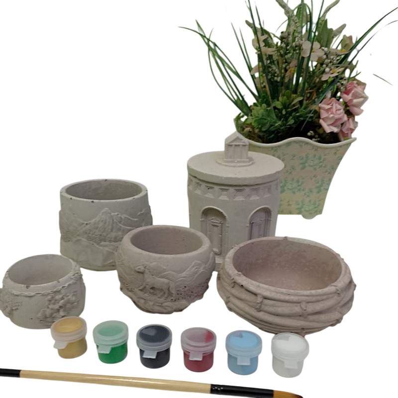 Mixed, hand-made succulent planters x 5