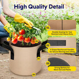 10-Pack 5-Gallon Fabric Grow Bags – Heavy-Duty Breathable Non-Woven Plant Pots with Handles for Vegetables, Herbs, Flowers (Camel)