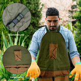 Heavy-Duty Canvas Garden Apron with Pockets & Adjustable Straps – Waterproof Long Apron for Outdoor Work, Farming, BBQ, and Gardening (Green)