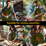 Heavy-Duty Canvas Garden Apron with Pockets & Adjustable Straps – Waterproof Long Apron for Outdoor Work, Farming, BBQ, and Gardening (Green)