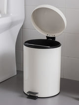 5L Round Lidded Trash Can Foot Pedal Garbage Bin for Kitchen Bathroom Hotel-White