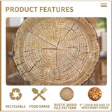 50 Pack 9" Rustic Wood Grain Paper Plates Disposable (Wood Grain 02)