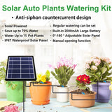 15m Solar Irrigation System with Timer, Automatic Drip Kit, Anti-Siphon, for Garden Greenhouse Vegetables
