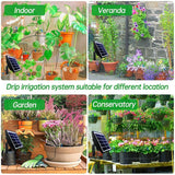 15m Solar Irrigation System with Timer, Automatic Drip Kit, Anti-Siphon, for Garden Greenhouse Vegetables