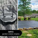 50-pack Stainless Steel U-shaped Ground Spikes for Garden and Greenhouse, Silver, 100×40×3 mm