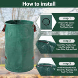 Heavy-duty garden waste bags - 300L - 67*67*84cm - 2 pieces - Reusable garden waste bags with handles - Industrial fabric - For leaf waste - Waterproof garden waste bags - Waterproof PP woven bags - Garden leaf bags - L