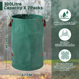Heavy-duty garden waste bags - 300L - 67*67*84cm - 2 pieces - Reusable garden waste bags with handles - Industrial fabric - For leaf waste - Waterproof garden waste bags - Waterproof PP woven bags - Garden leaf bags - L