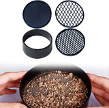 Adjustable plastic garden sieve - 4 in 1 - 12 cm - Compost sieve - Sand sieve - Round - Black - for domestic plants