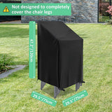 Waterproof garden chair covers - Pack of 2 - Garden furniture cover - Waterproof, weatherproof outdoor chair cover - 210D Oxford - Outdoor chair cover - Patio stacking chair cover - Black stacking chair cover - 75 x 75 x 120 cm - Black