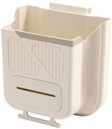 Waste Bin - Hanging Waste Bin - Foldable Waste Bin - Capacity: 7 Liters - Space-Saving Design - Suitable for Kitchens, Cabinet Doors, Bathrooms, Campers, Cars and Camping (White)