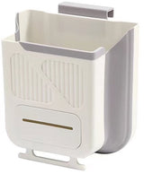 Waste Bin - Hanging Waste Bin - Foldable Waste Bin - Capacity: 7 Liters - Space-Saving Design - Suitable for Kitchens, Cabinet Doors, Bathrooms, Campers, Cars and Camping (Gray)
