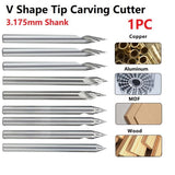 Engraving Bit 3.175Mm Shank V Shape Carving Bits 20-60 Degrees Carbide Cnc Router Bit Tipped 0.1Mm 0.2Mm 0.3Mm Milling Cutter 30Dx0.3 Smile Home 45Dx0.2