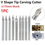 Engraving Bit 3.175Mm Shank V Shape Carving Bits 20-60 Degrees Carbide Cnc Router Bit Tipped 0.1Mm 0.2Mm 0.3Mm Milling Cutter 30Dx0.3 Smile Home 45Dx0.2